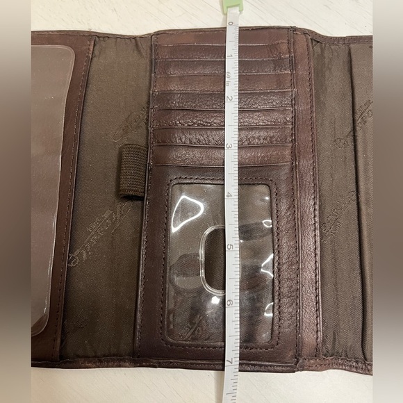 Fossil Deep Brown Pebbled Leather Tri-fold Wallet Card Slots & Zip Pockets - Picture 8 of 10